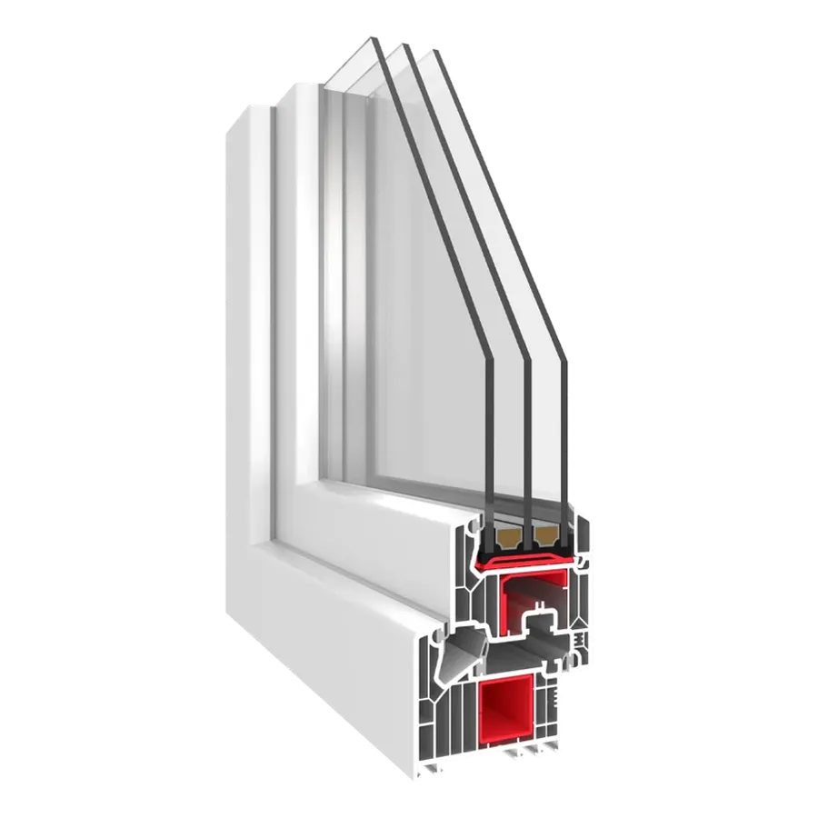 Przekrój profilu VEKA Softline 82 z uszczelką środkową